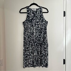 Athleta Santorini Blue Floral High Neck Modal Sleeveless Mini Dress, size S
